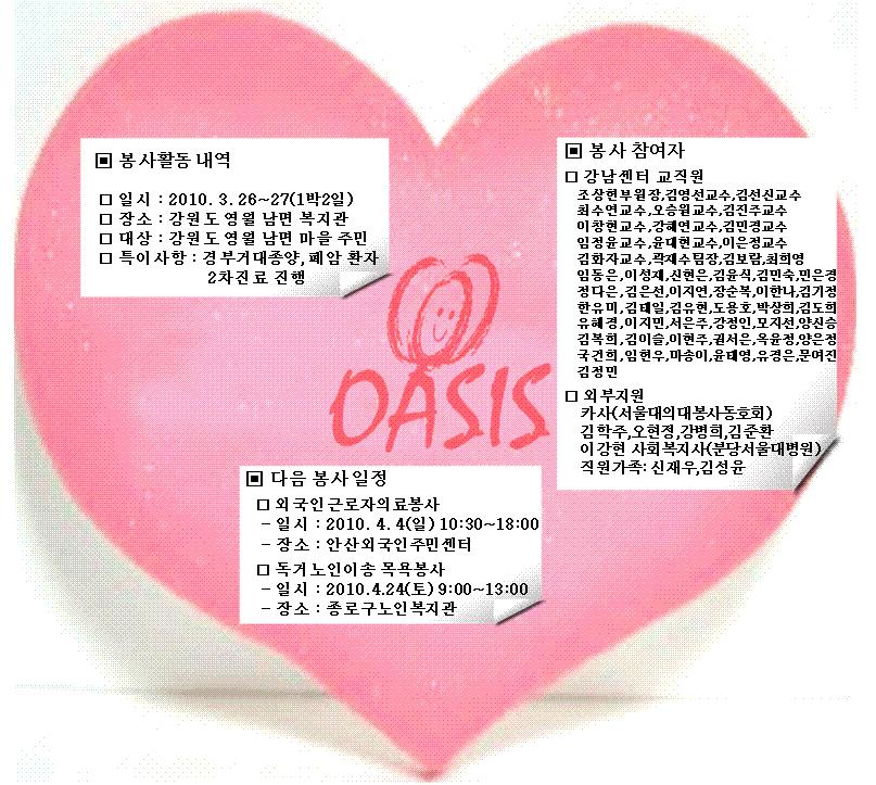[소식] 강남센터 의료/사회봉사단 '오아시스', 강원도 영월 무료진료 봉사 다녀왔습니다.